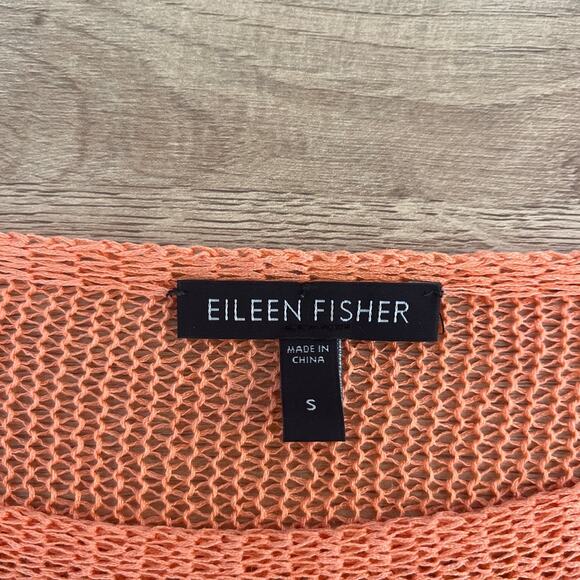 Eileen Fisher Womens Linen Blend Open Knit Oversized Sweater Orange Size Small - Picture 3 of 5